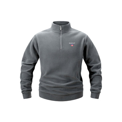 Maglione GA in fleece con zip a metà