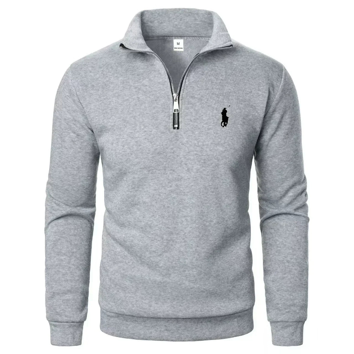 RL - Felpa casual da uomo con colletto alto e zip a metà