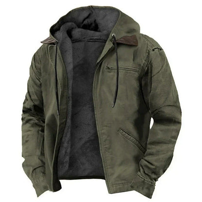 Giacca in Cotone con Cappuccio da Uomo – Zip Casual Foderata in Pile