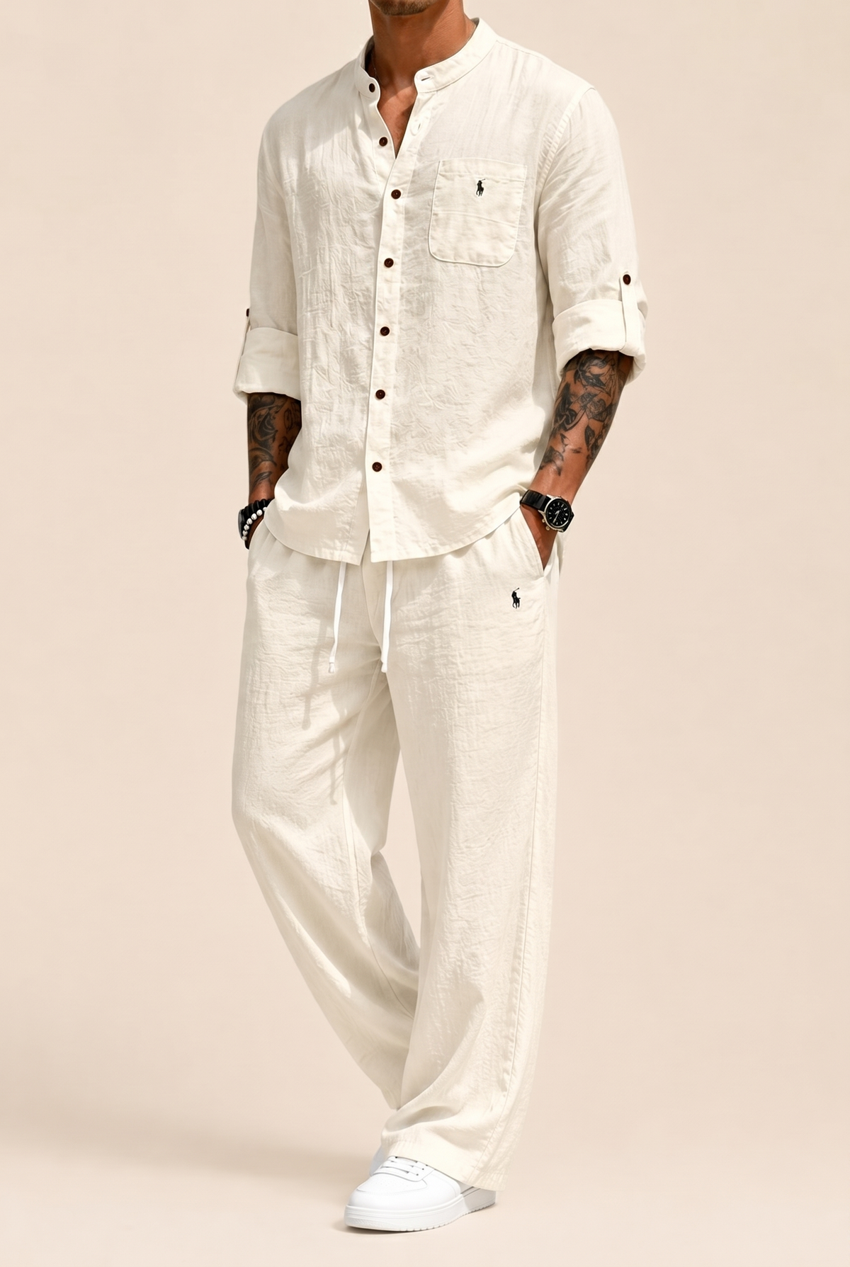 Completo Camicia e Pantaloni in Lino-Cotone