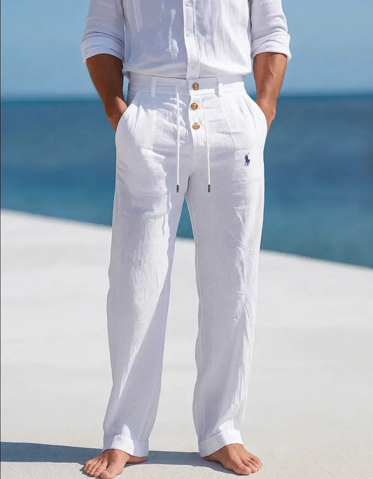 Pantaloni in Lino con Coulisse