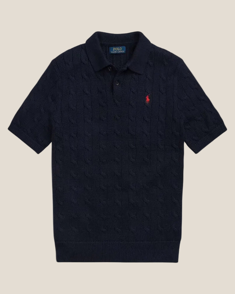 Polo Cable-Knit in Cotone