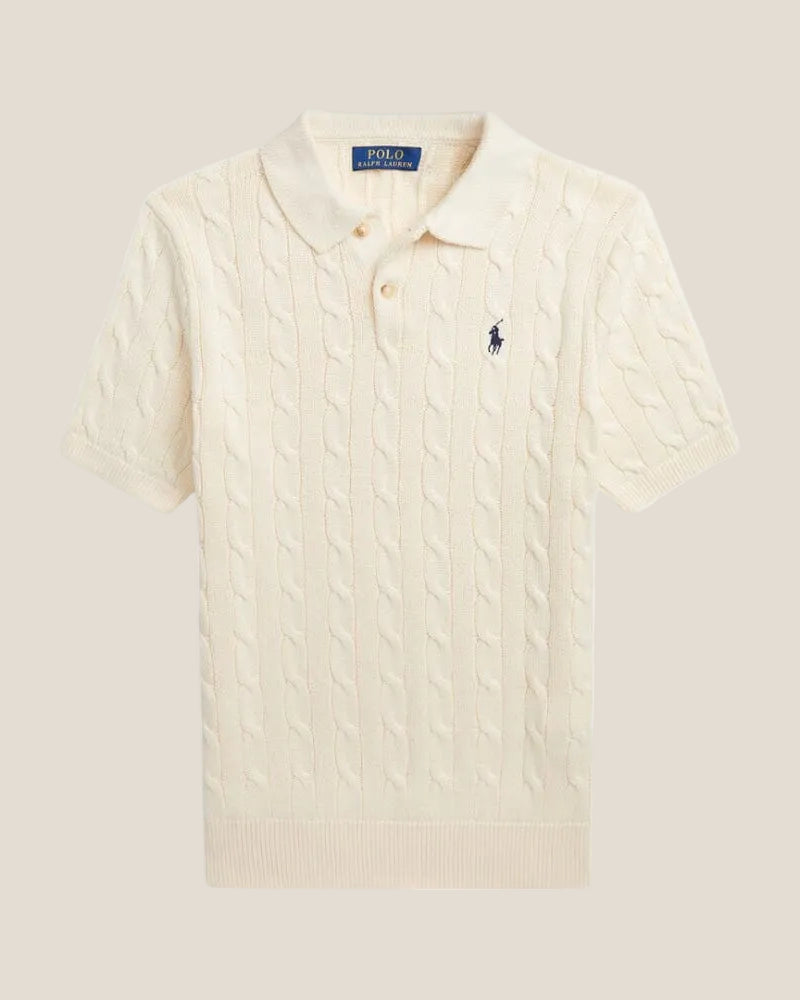 Polo Cable-Knit in Cotone